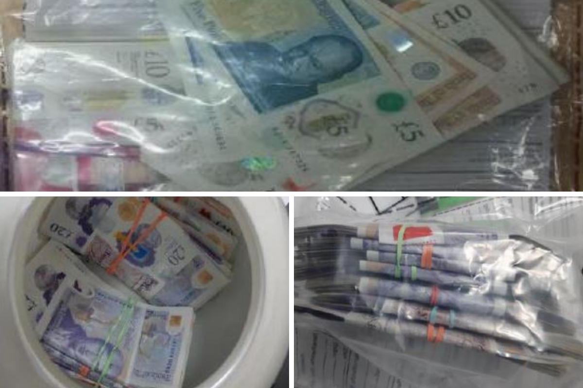 Cash seized by police in a drugs bust